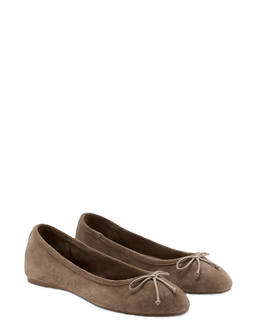 Mango - Leather ballet flats with bow - særlige begivenheder - lt pastel brown - 0