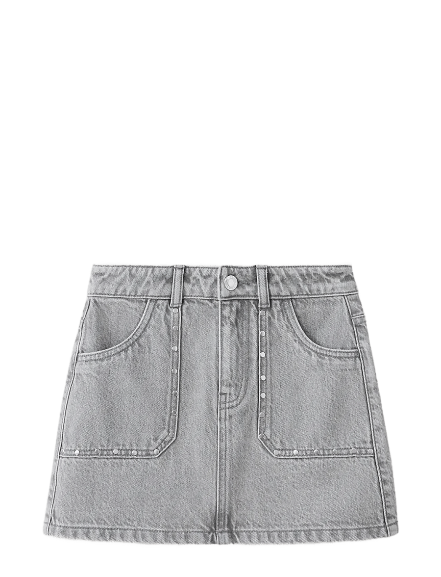 Mango - Studded denim skirt - korte nederdele - open grey - 0
