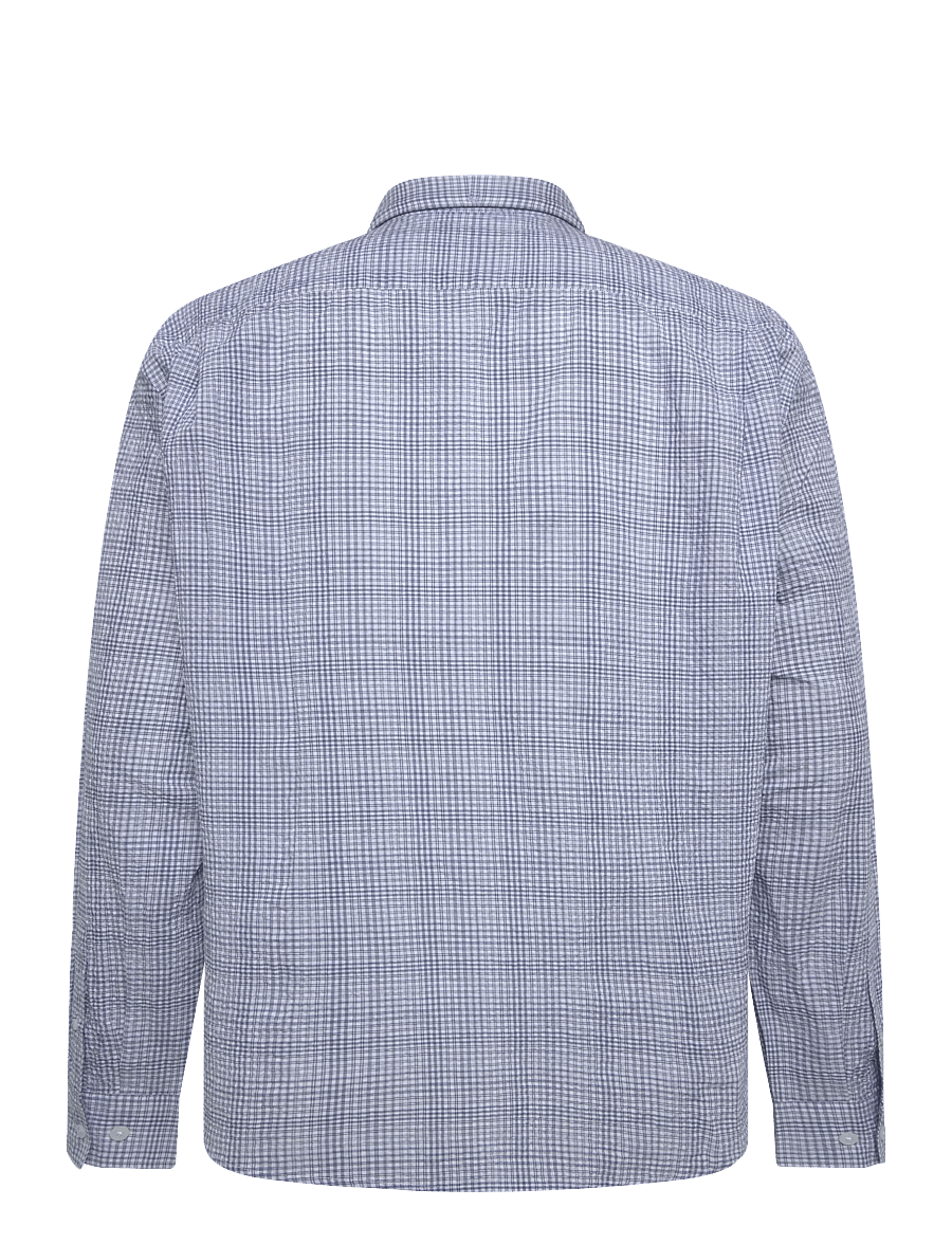 Mango - Seersucker check textured shirt - mønstrede skjorter - medium blue - 2