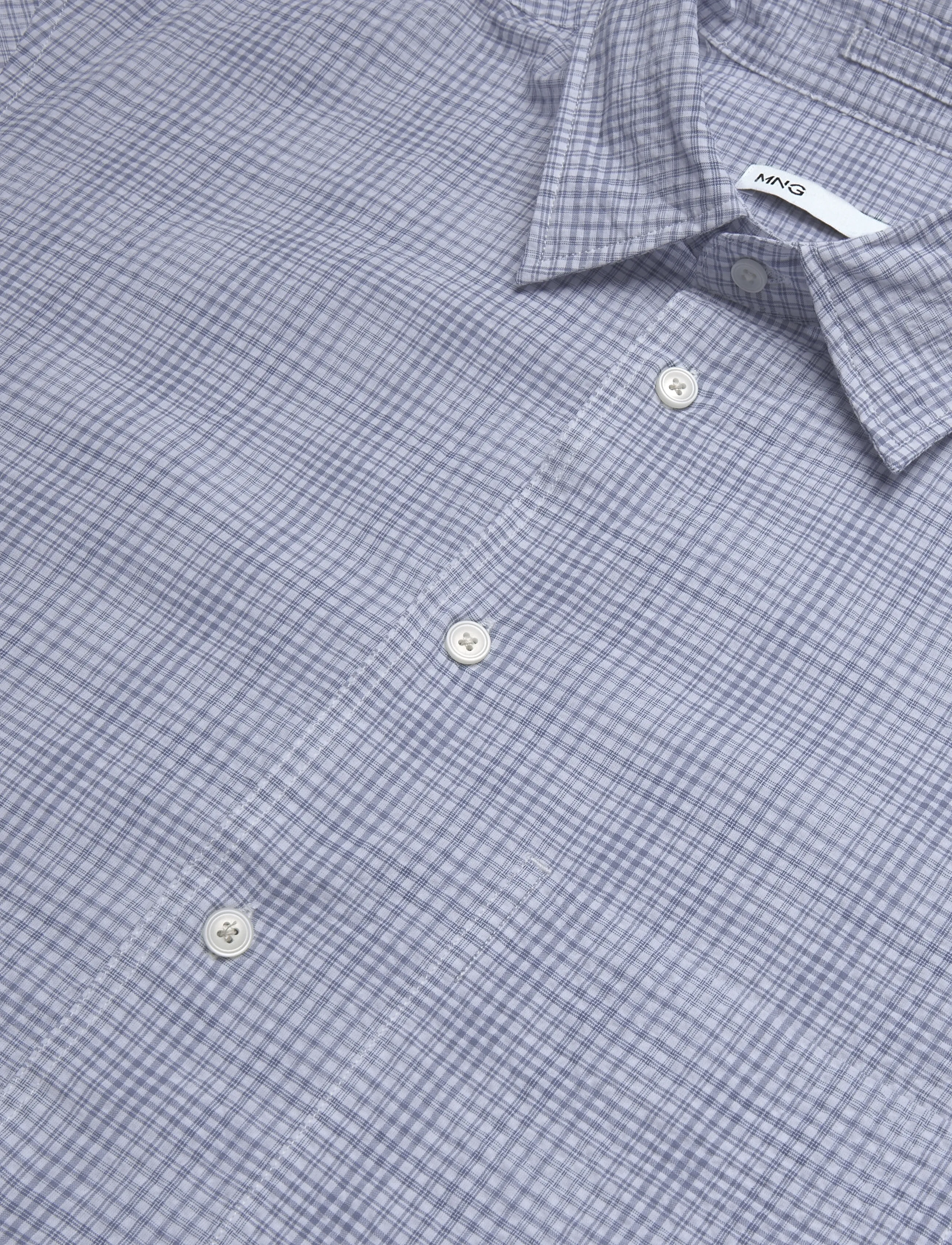 Mango - Seersucker check textured shirt - mønstrede skjorter - medium blue - 4