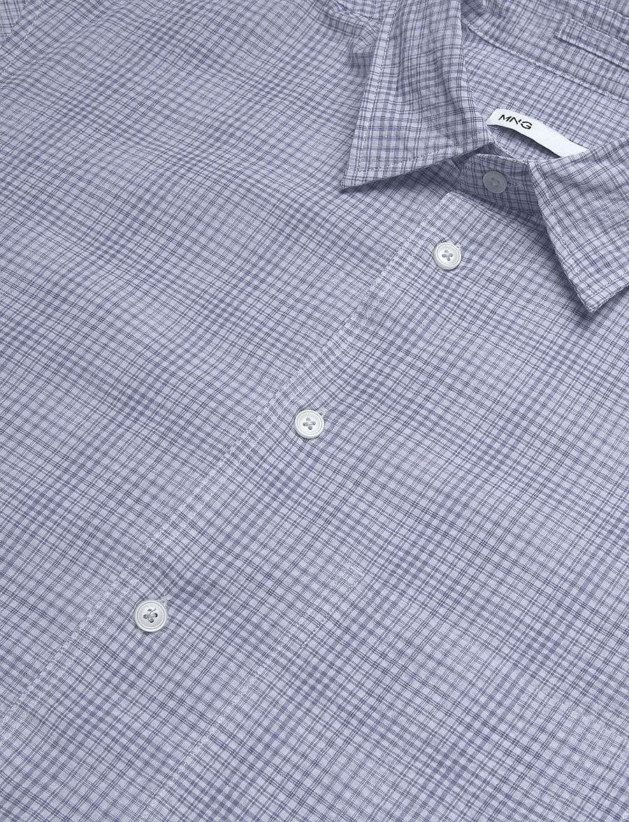 Mango - Seersucker check textured shirt - mønstrede skjorter - medium blue - 4