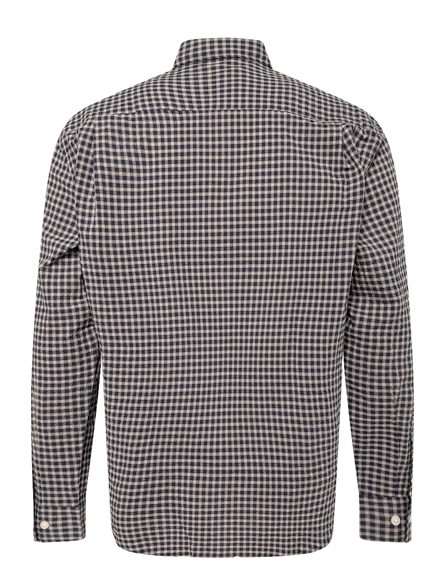 Mango - Seersucker check textured shirt - mønstrede skjorter - navy - 2