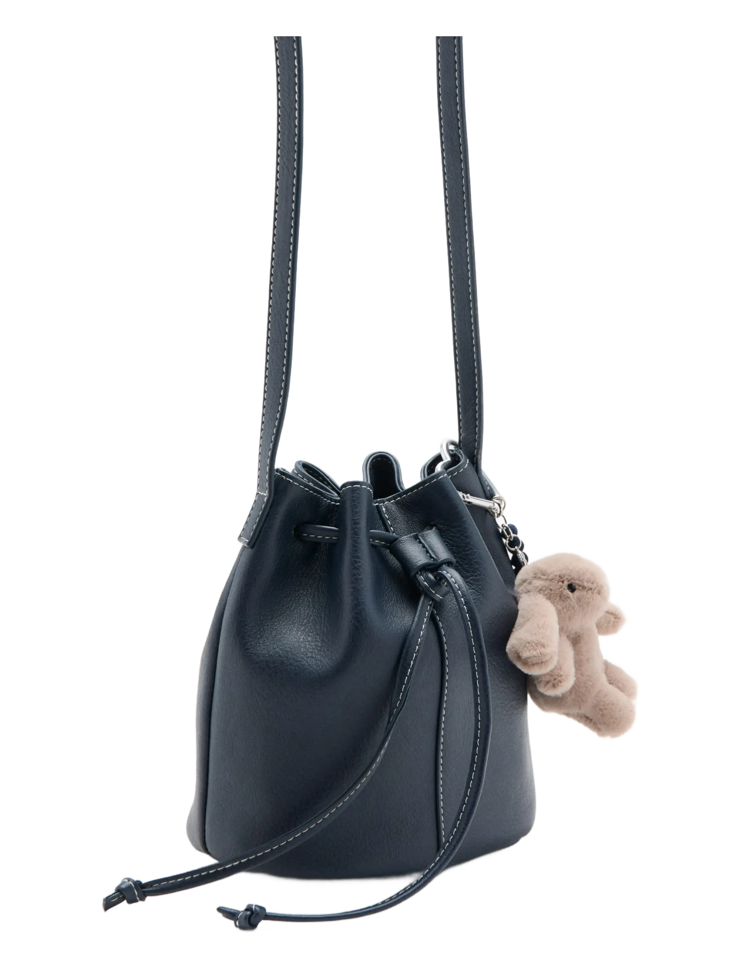Mango - Bunny charm bucket handbag - tygpåsar & små väskor - navy - 1