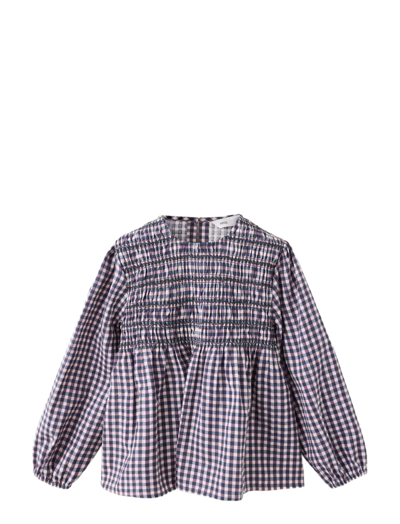 Mango Smocked vichy blouse - Mango - MEDIUM PURPLE / purple