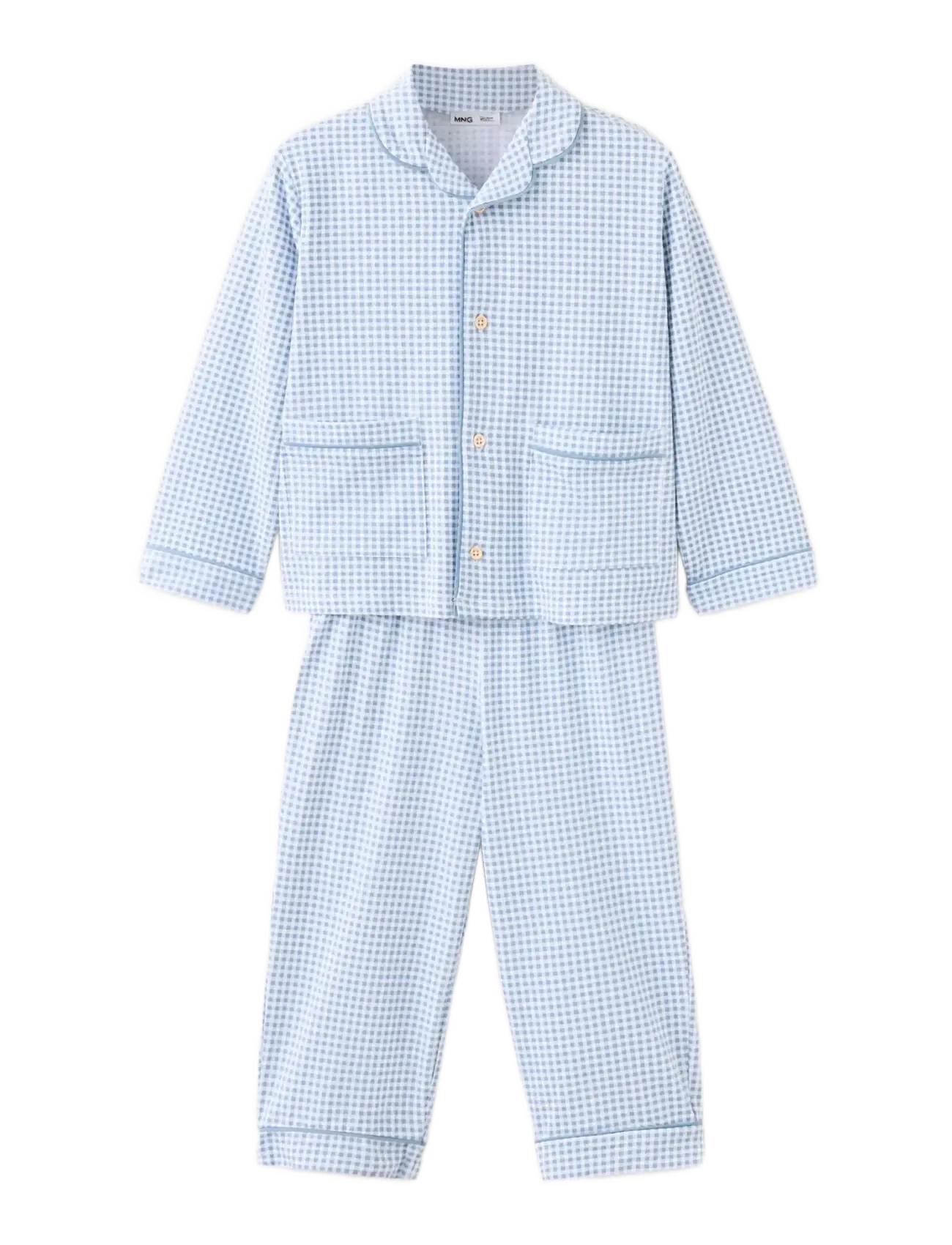 Mango Full cotton check pyjamas - Kläder - MEDIUM BLUE / blue