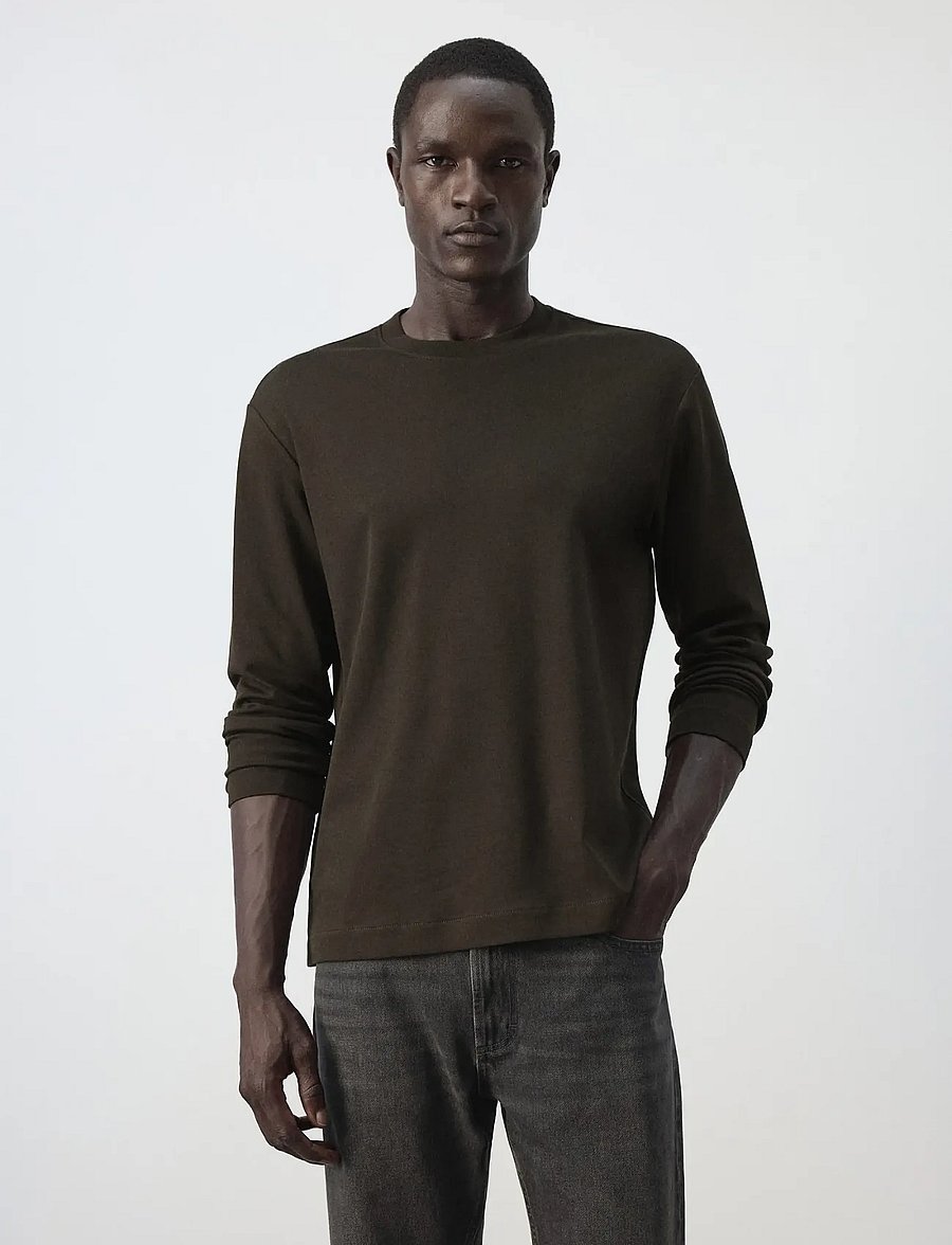 Mango - 100% cotton T-shirt regular fit - langærmede t-shirts - brown - 0