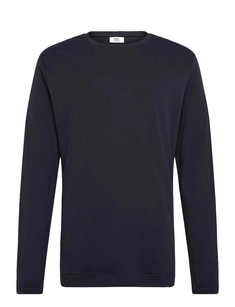 Mango - 100% cotton T-shirt regular fit - langærmede t-shirts - navy - 1