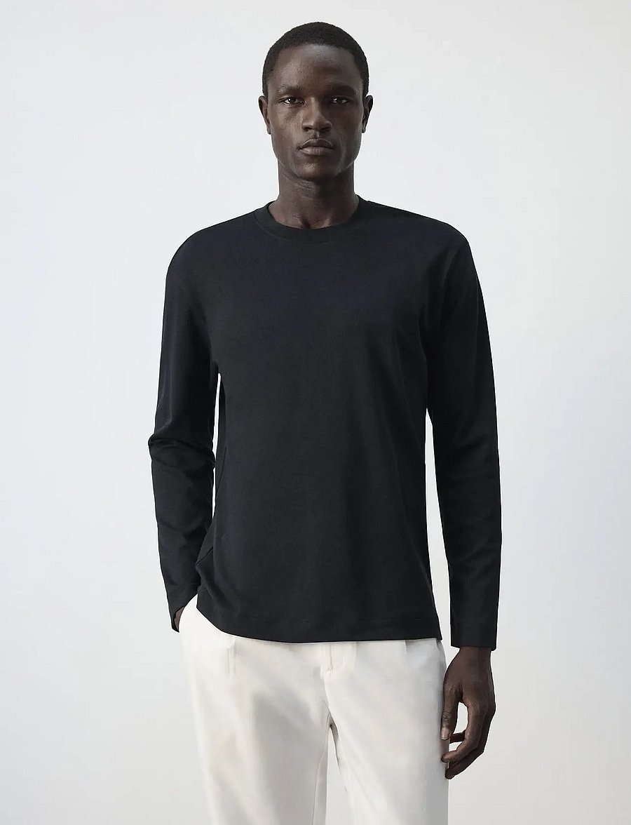 Mango - 100% cotton T-shirt regular fit - langærmede t-shirts - navy - 0