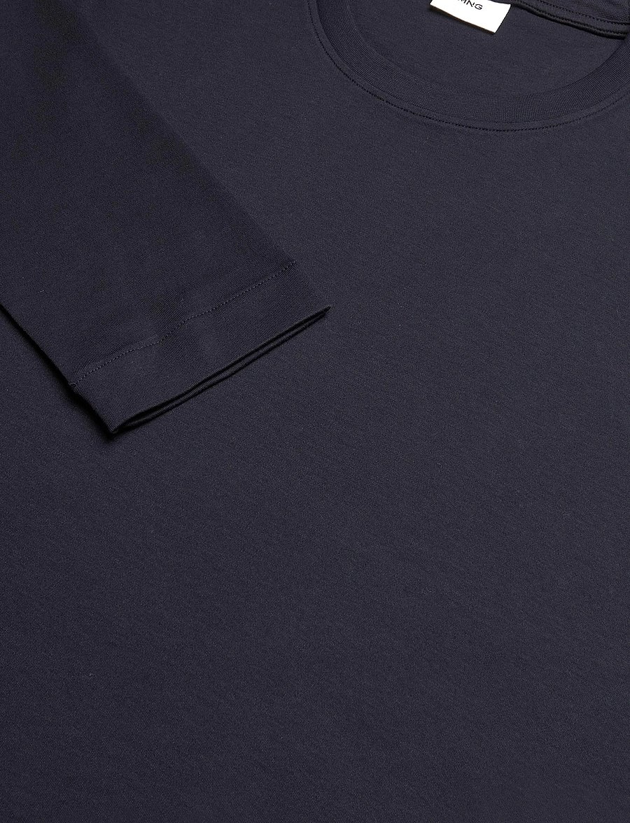 Mango - 100% cotton T-shirt regular fit - langærmede t-shirts - navy - 4