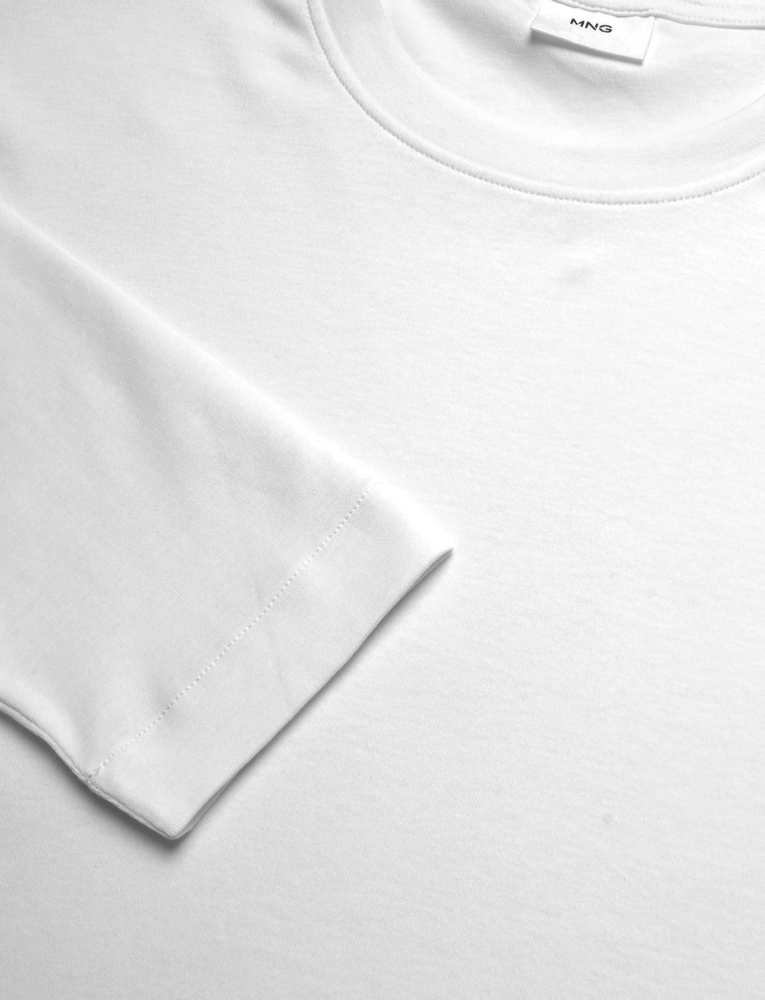 Mango - 100% cotton T-shirt regular fit - långärmade t-shirts - white - 4