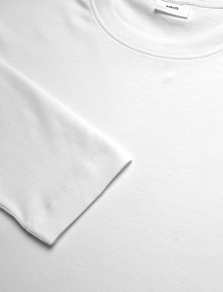 Mango - 100% cotton T-shirt regular fit - långärmade t-shirts - white - 4
