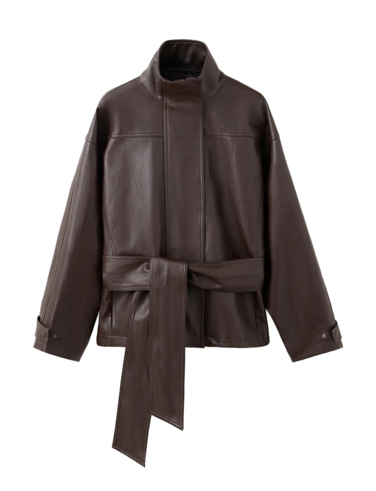 Mango - Oversized belted jacket - dark brown - 1