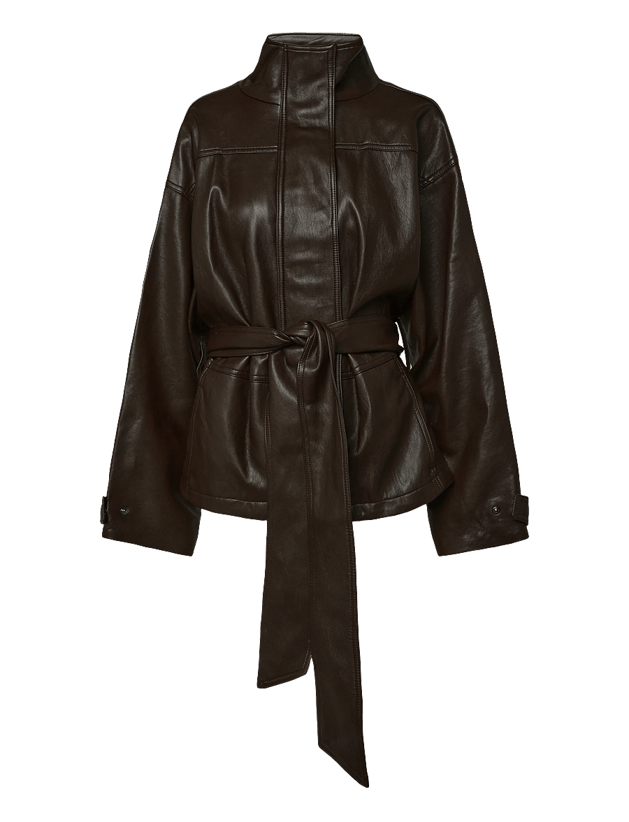 Mango - Oversized belted jacket - skinnjackor - dark brown - 1