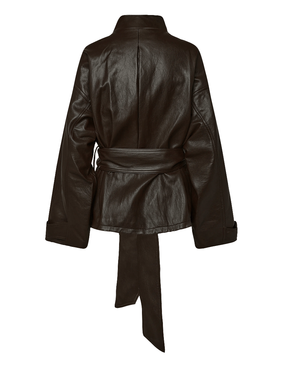 Mango - Oversized belted jacket - skinnjackor - dark brown - 2