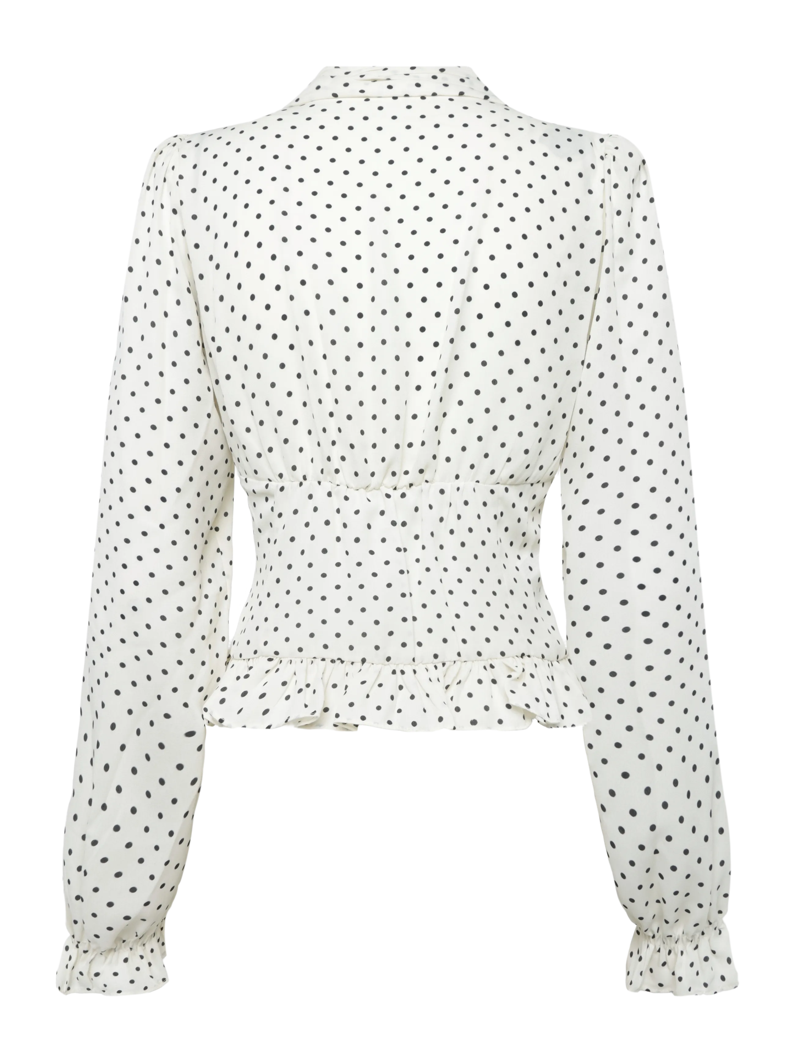 Mango - V-neck polka dot blouse - långärmade blusar - natural white - 2