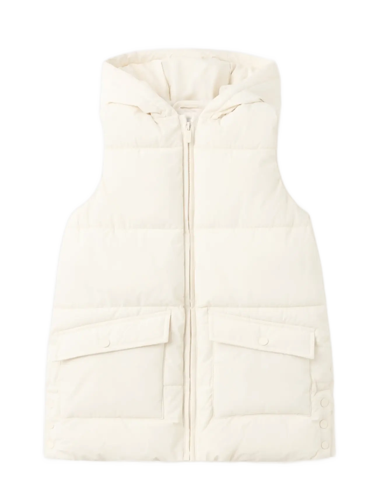 Mango Hooded Waistcoat With Pockets, 13-14, Beige, Overtøj > Udendørs Veste, Børn