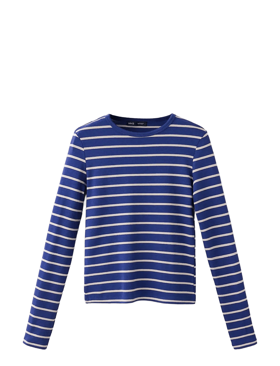 Mango - Long-sleeved striped t-shirt - langærmede toppe - medium blue - 1
