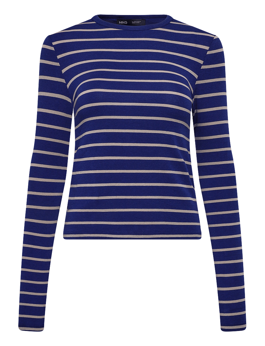 Mango - Long-sleeved striped t-shirt - långärmade toppar - medium blue - 1