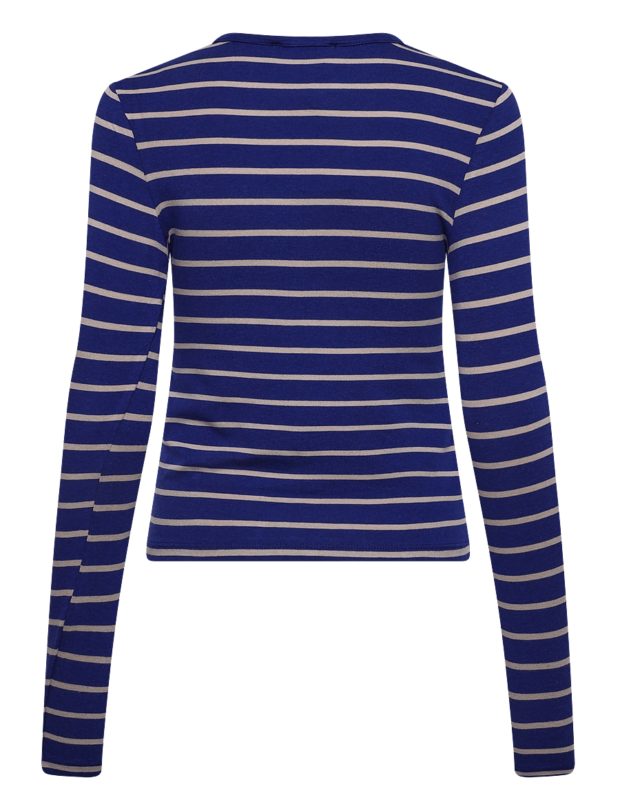Mango - Long-sleeved striped t-shirt - långärmade toppar - medium blue - 2