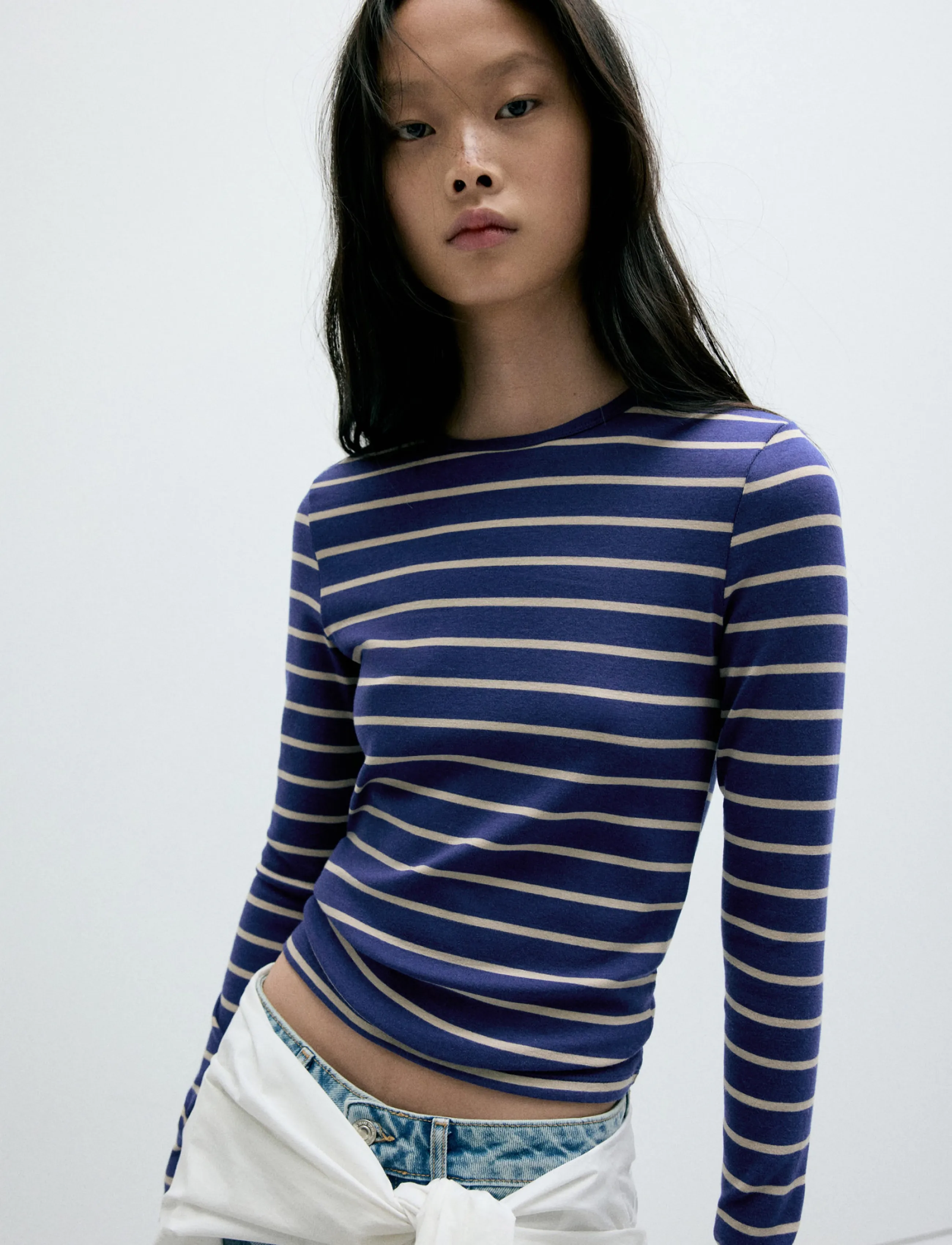 Mango Long-sleeved striped t-shirt - T-shirts & Toppe - MEDIUM BLUE / blue