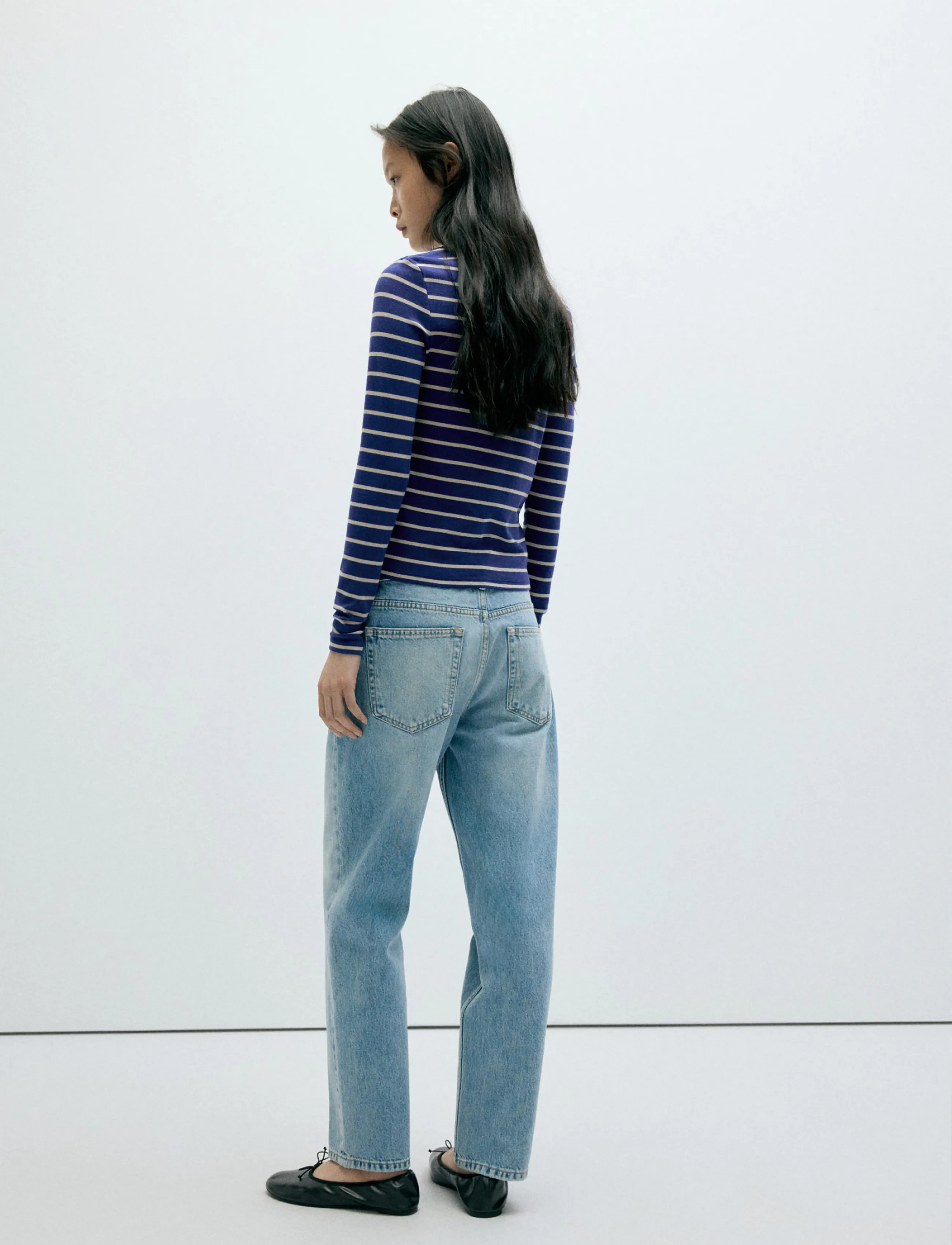 Mango - Long-sleeved striped t-shirt - medium blue - 2