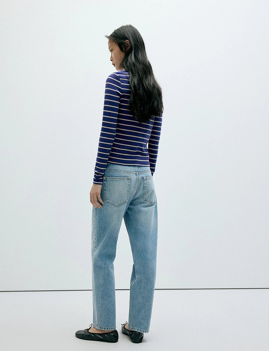 Mango - Long-sleeved striped t-shirt - langærmede toppe - medium blue - 2