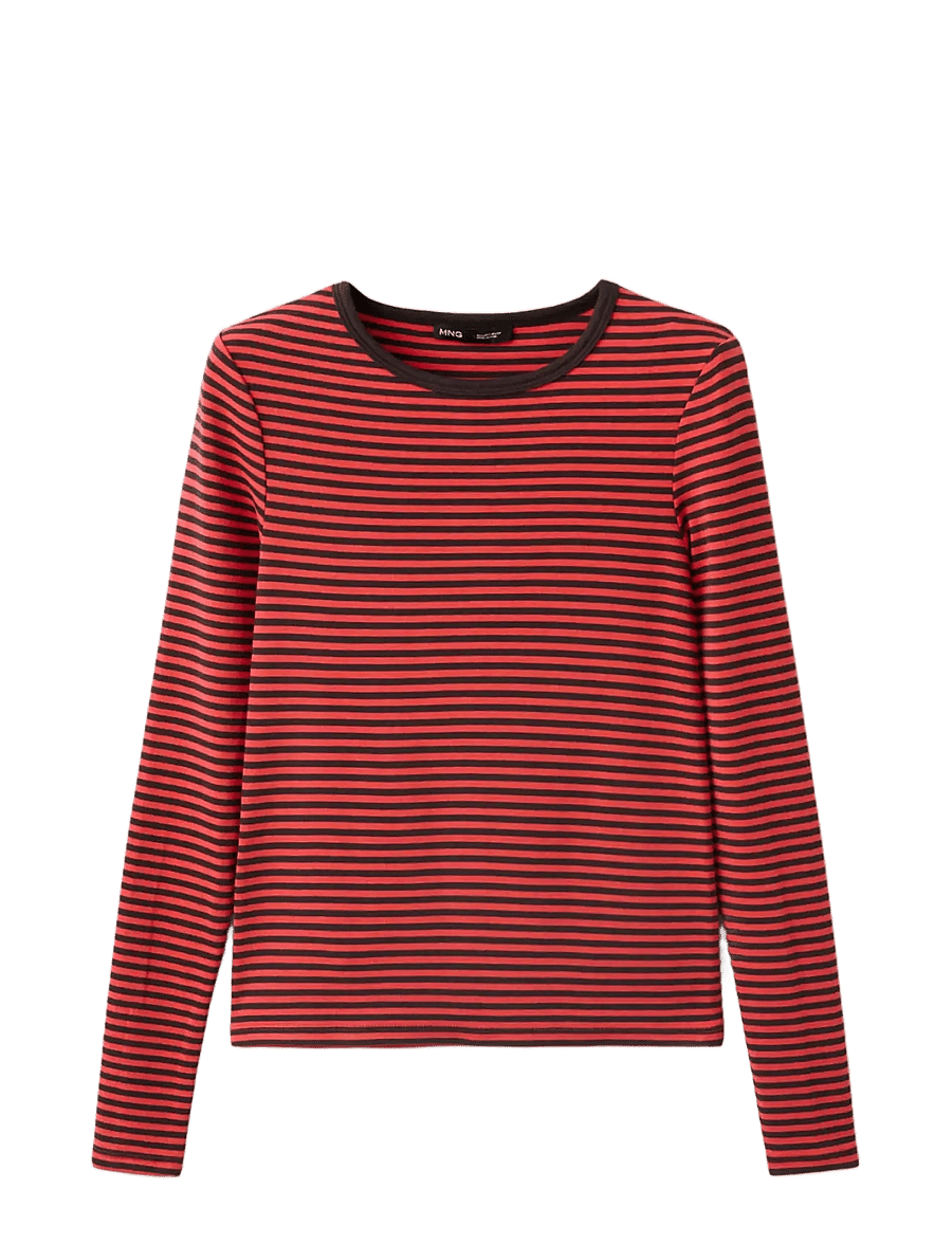 Mango - Long-sleeved striped t-shirt - långärmade toppar - red - 1