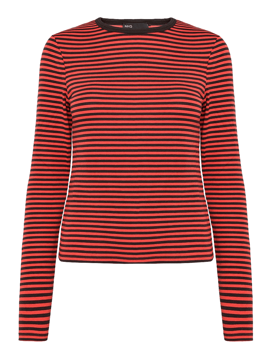 Mango - Long-sleeved striped t-shirt - långärmade toppar - red - 1