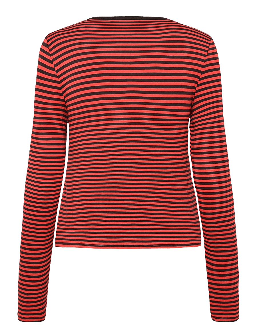 Mango - Long-sleeved striped t-shirt - långärmade toppar - red - 2