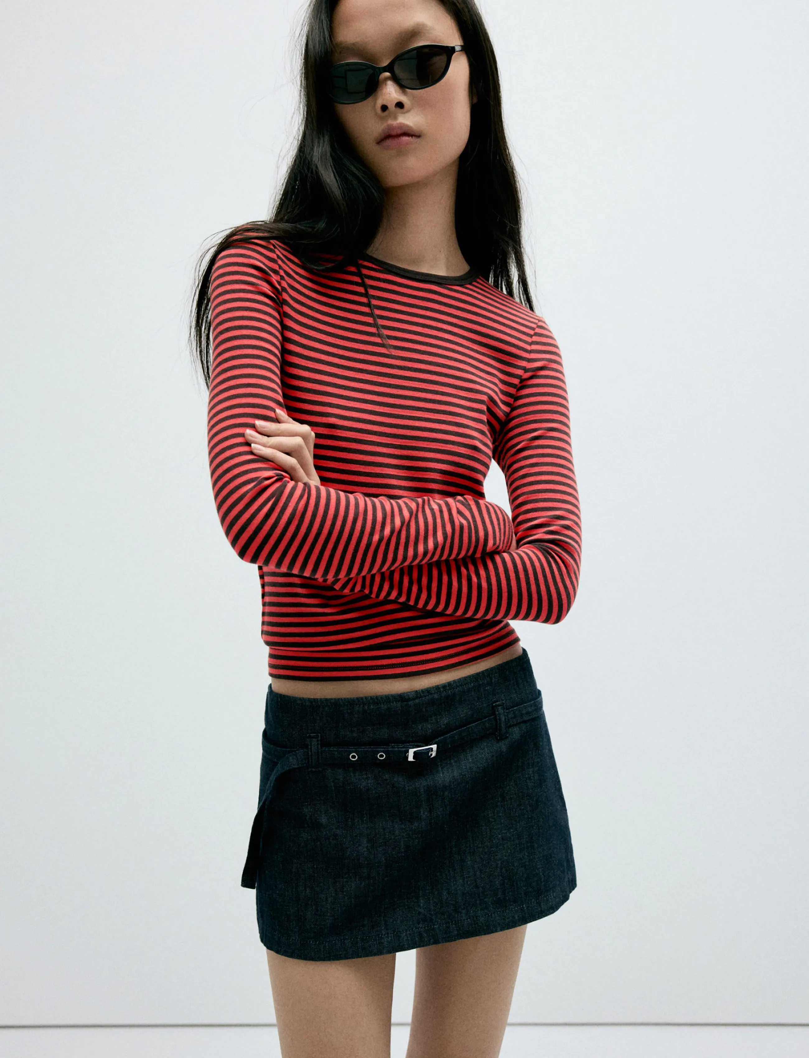 Mango Long-sleeved striped t-shirt - T-shirts & Toppe - RED / red