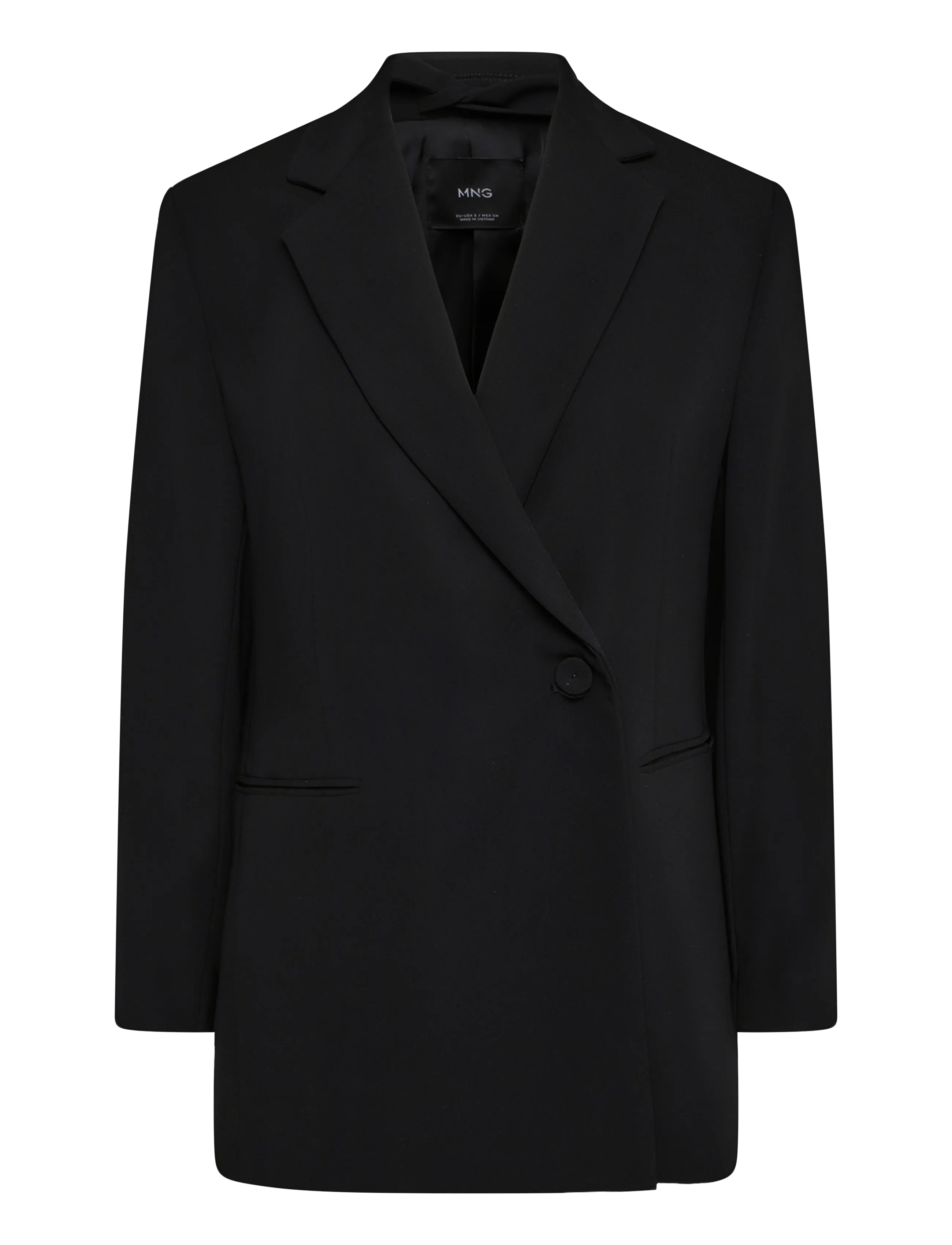 Mango Double-breasted belted suit blazer - Kläder - BLACK / black