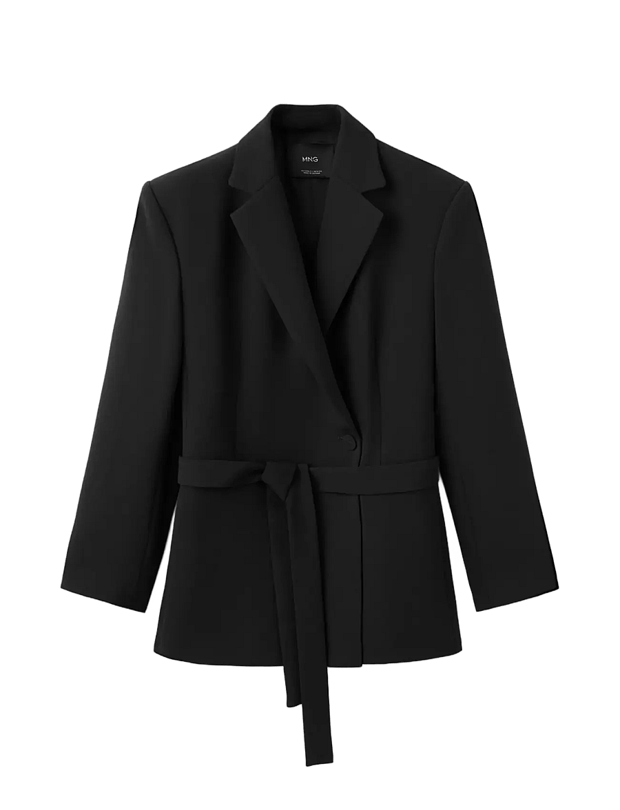 Mango - Double-breasted belted suit blazer - blazere med bælte - black - 1