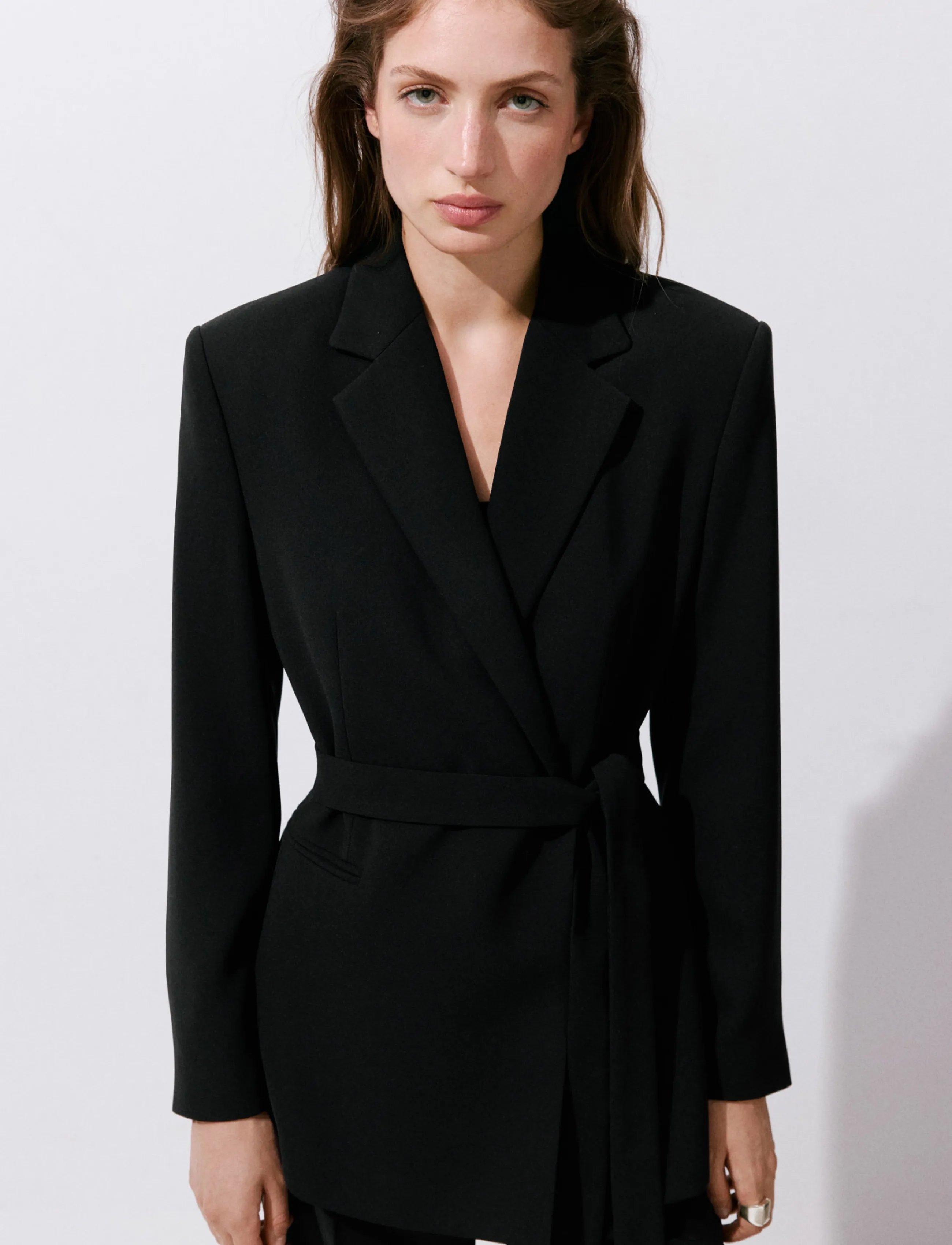 Mango Double-Breasted Belted Suit Blazer, XL, Black, Blazere > Blazere Med Bælte, Dame