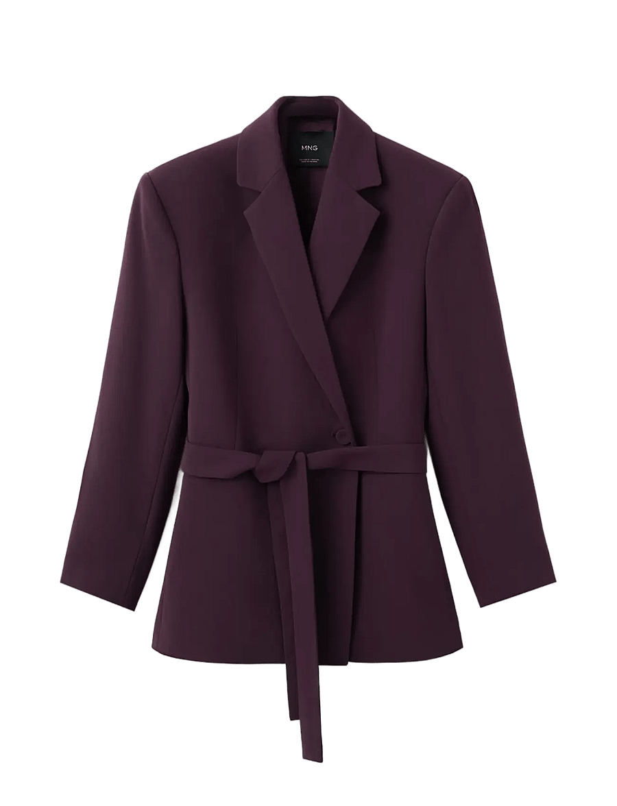 Mango - Double-breasted belted suit blazer - blazere med bælte - dark red - 1