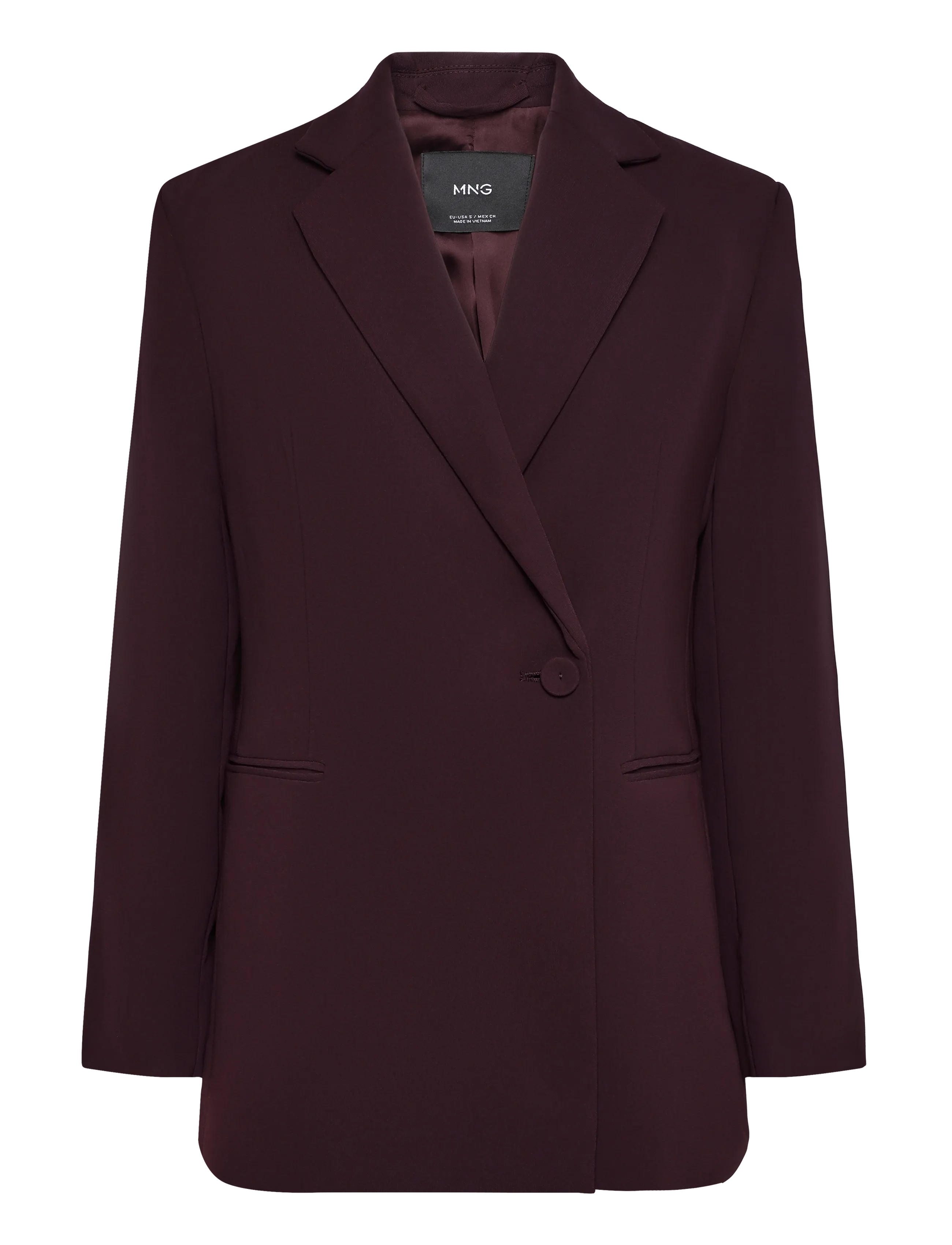 Mango Double-breasted belted suit blazer - Vaatteet - DARK RED / burgundy