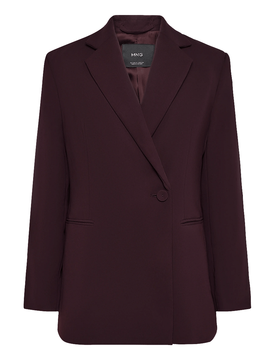 Mango - Double-breasted belted suit blazer - kavajer med skärp - dark red - 1