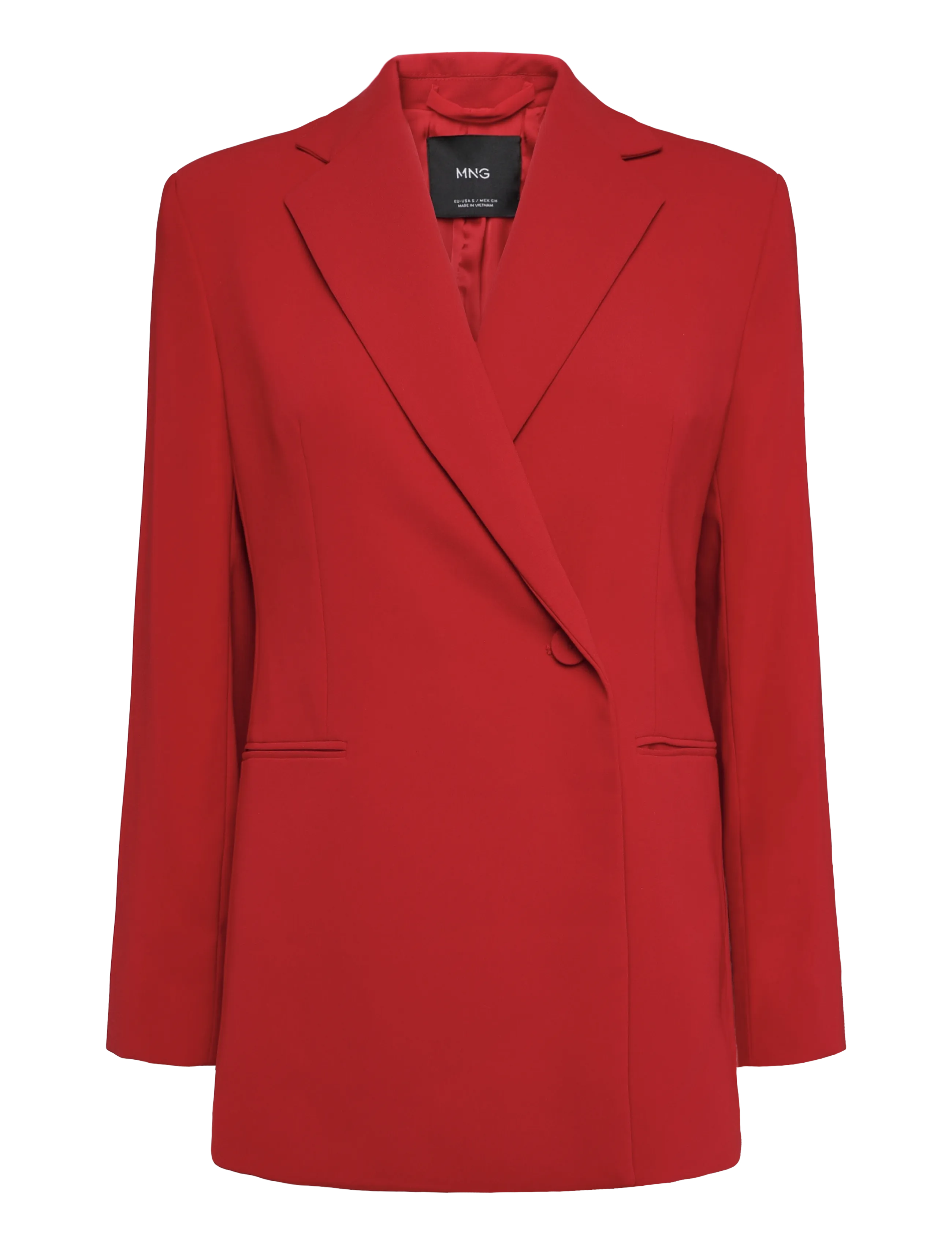 Mango Double-breasted belted suit blazer - Kläder - RED / red