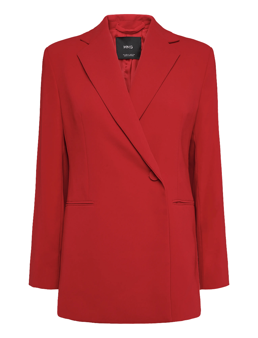 Mango - Double-breasted belted suit blazer - kavajer med skärp - red - 1