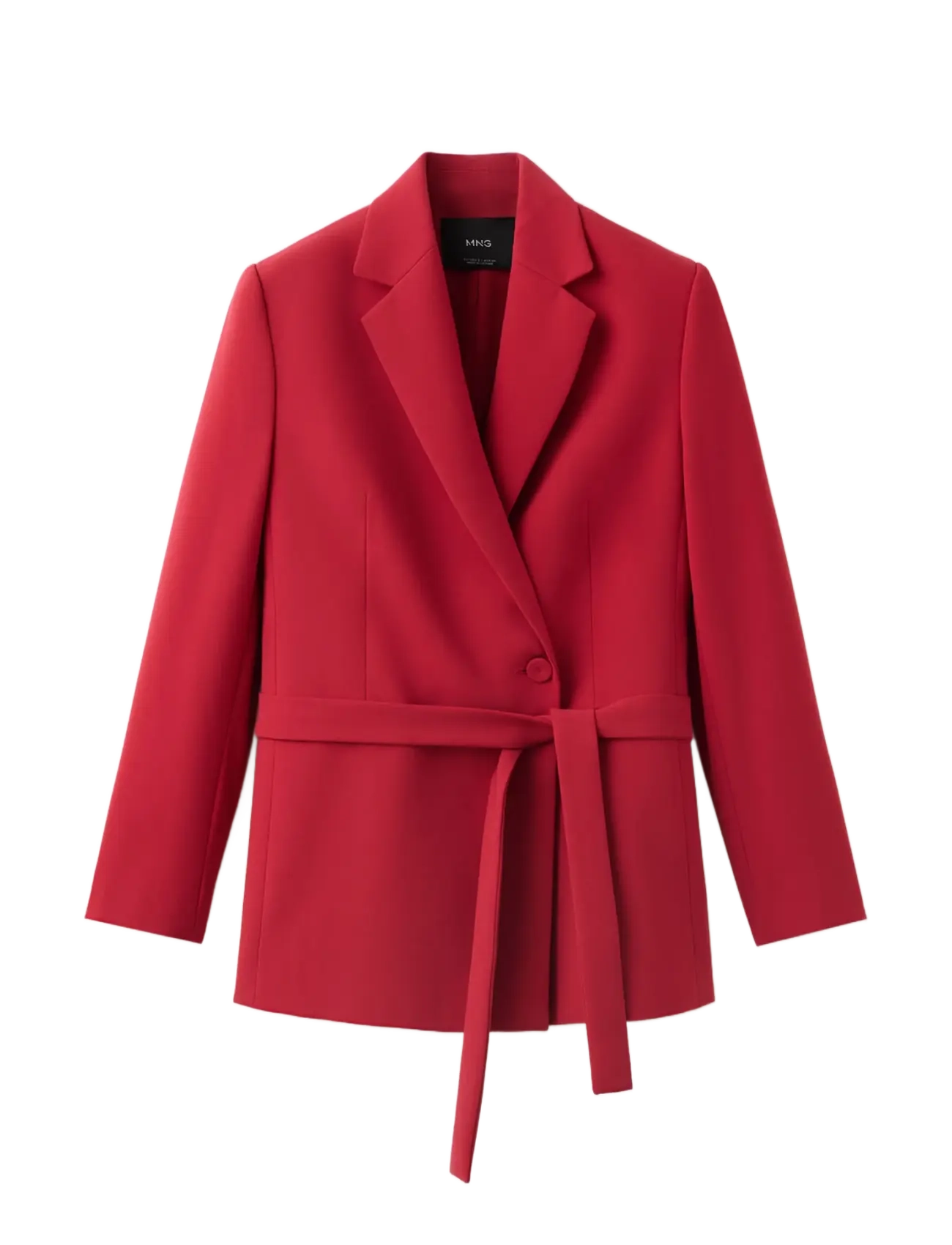 Mango Double-breasted belted suit blazer - Tøj - RED / red