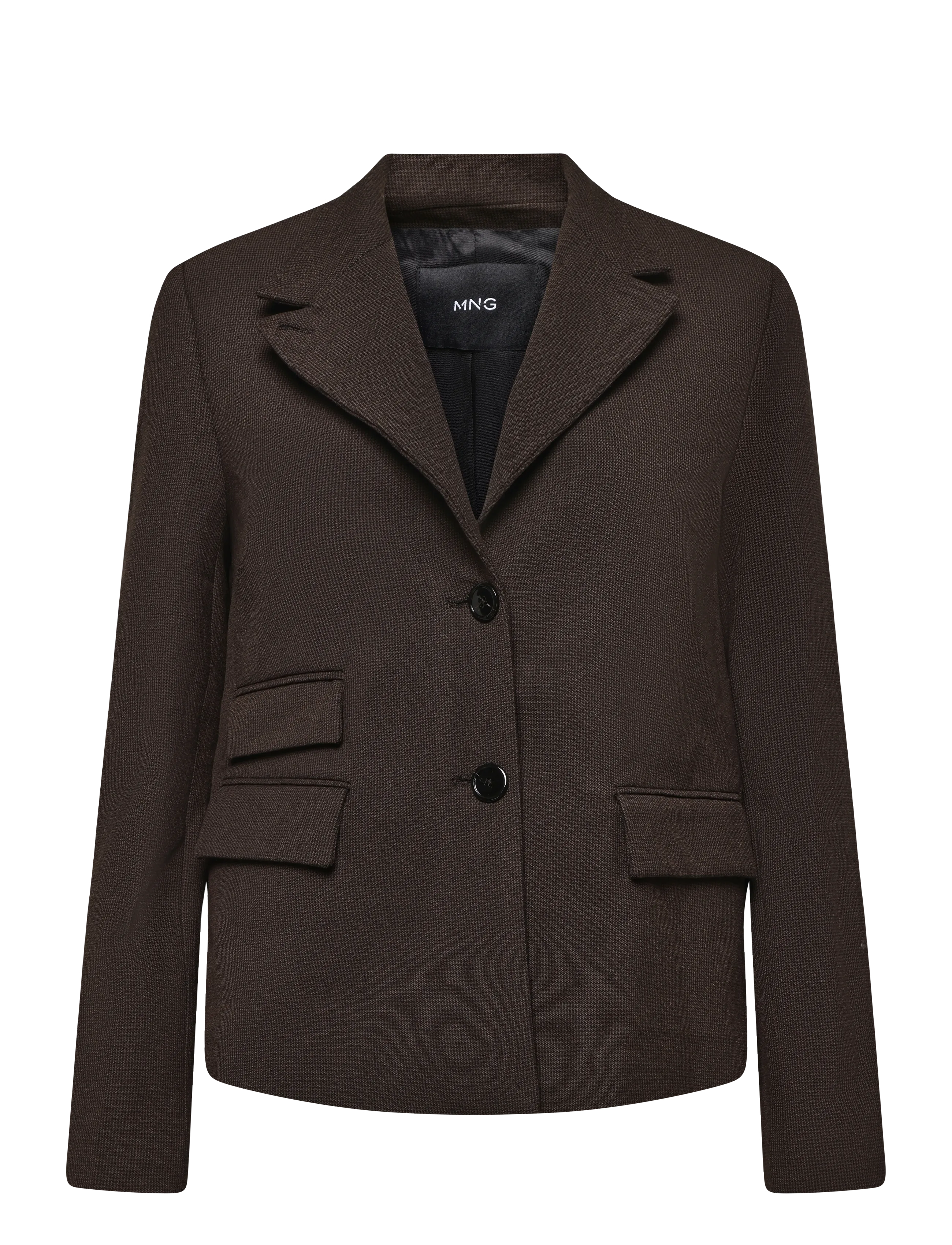 Mango - Houndstooth blazer with a high neck - enkeltradede blazere - brown - 1
