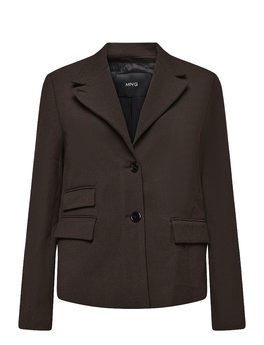 Mango - Houndstooth blazer with a high neck - enkeltradede blazere - brown - 1