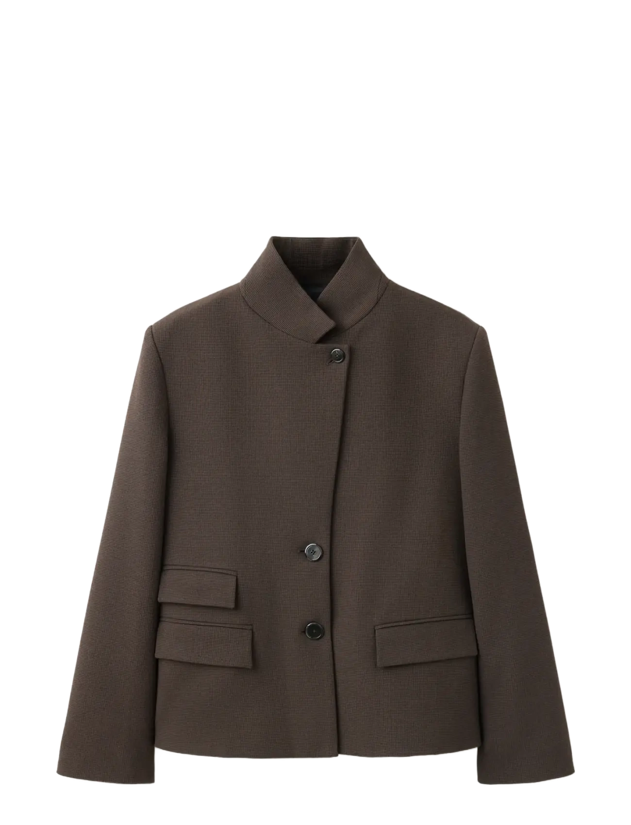 Mango Houndstooth blazer with a high neck - Blazere - BROWN / brown