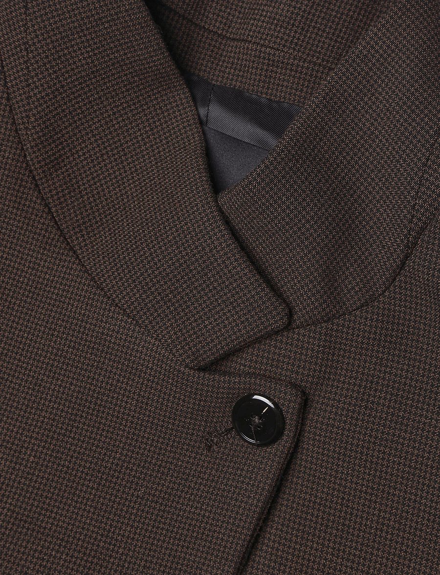 Mango - Houndstooth blazer with a high neck - enkeltradede blazere - brown - 4