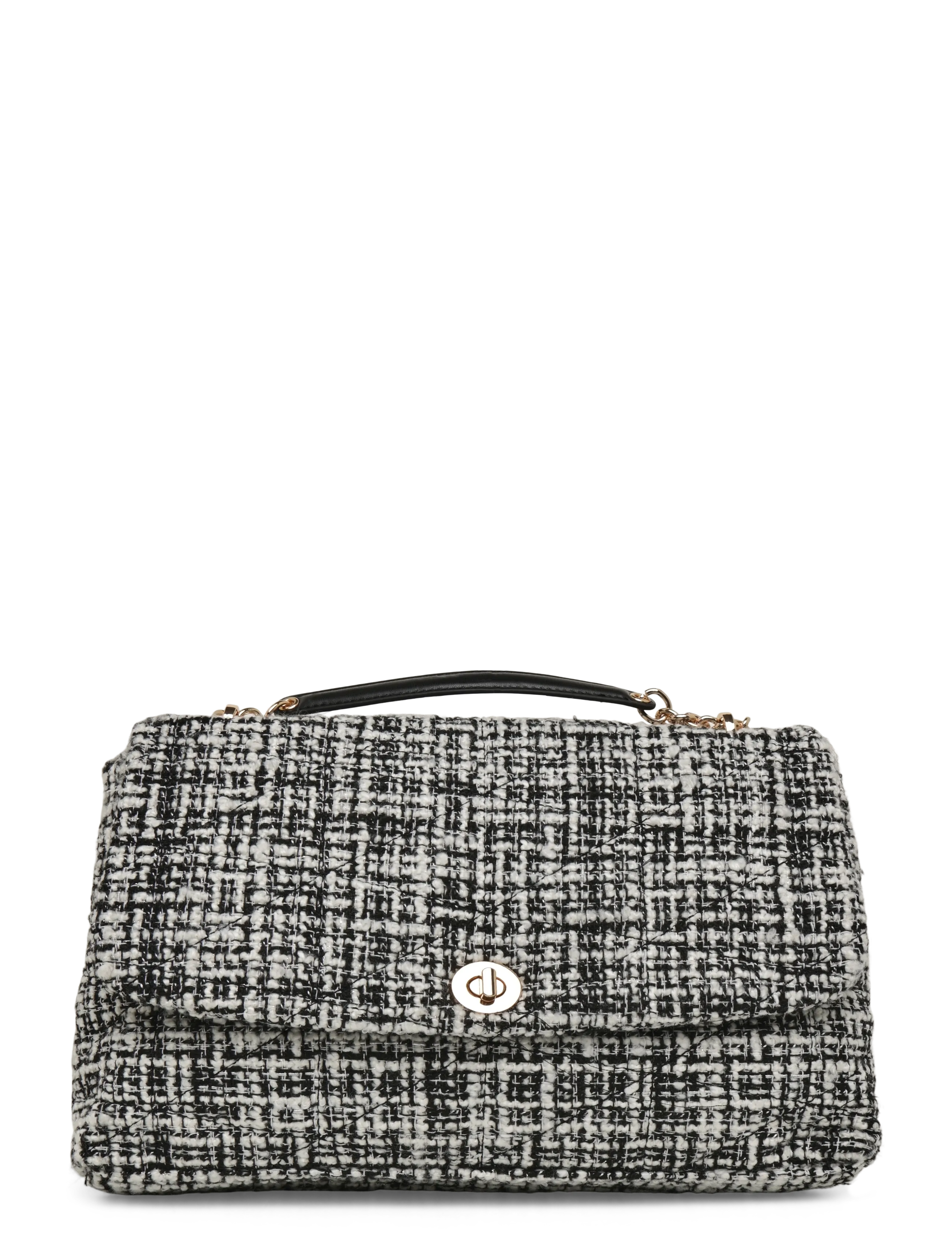 Mango Large tweed handbag - Tasker - BLACK / black