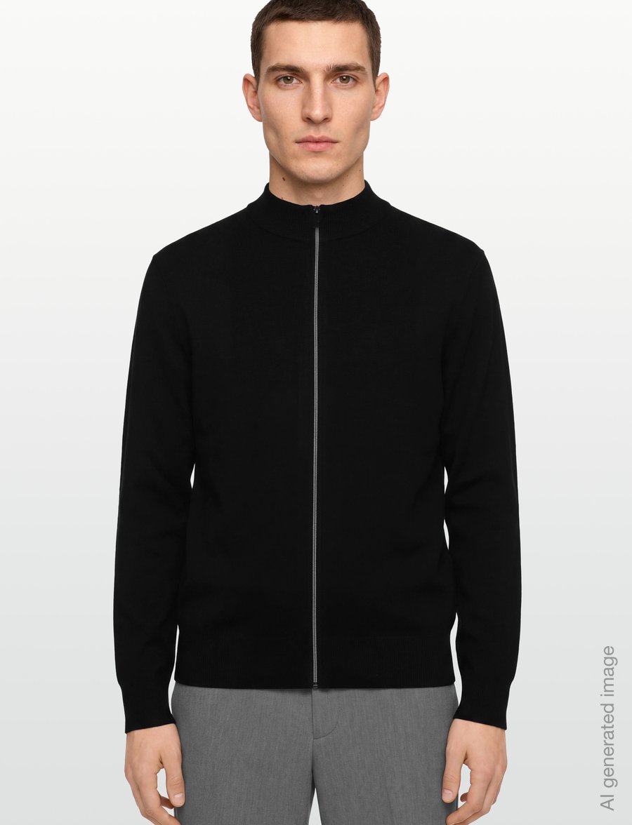 Mango - Comfort stretch knit cardigan - fullzip strik - black - 3