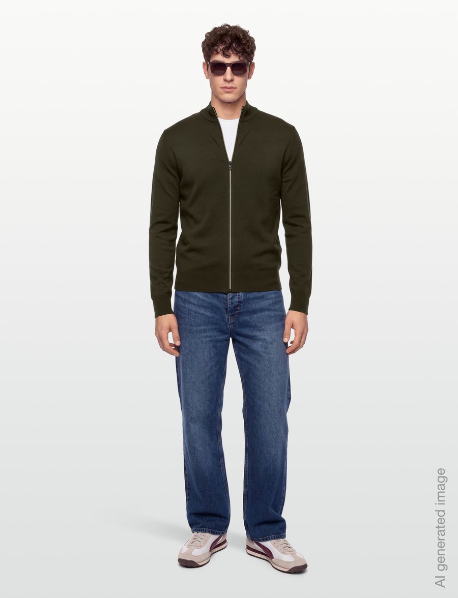 Mango - Comfort stretch knit cardigan - fullzip strik - dark green - 0