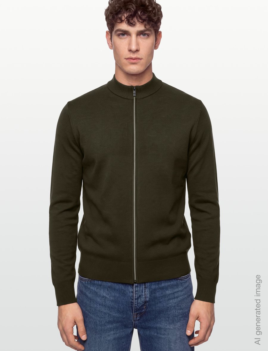 Mango - Comfort stretch knit cardigan - fullzip strik - dark green - 3