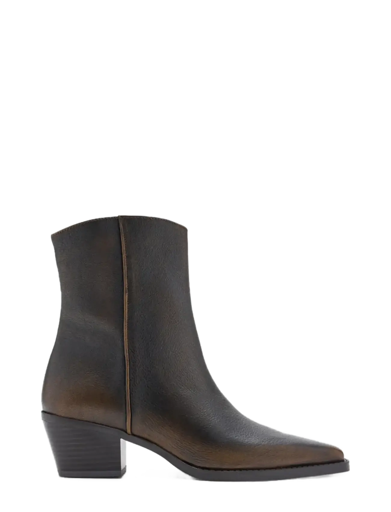 Mango Distressed leather ankle boot - Sko - DARK BROWN / brown
