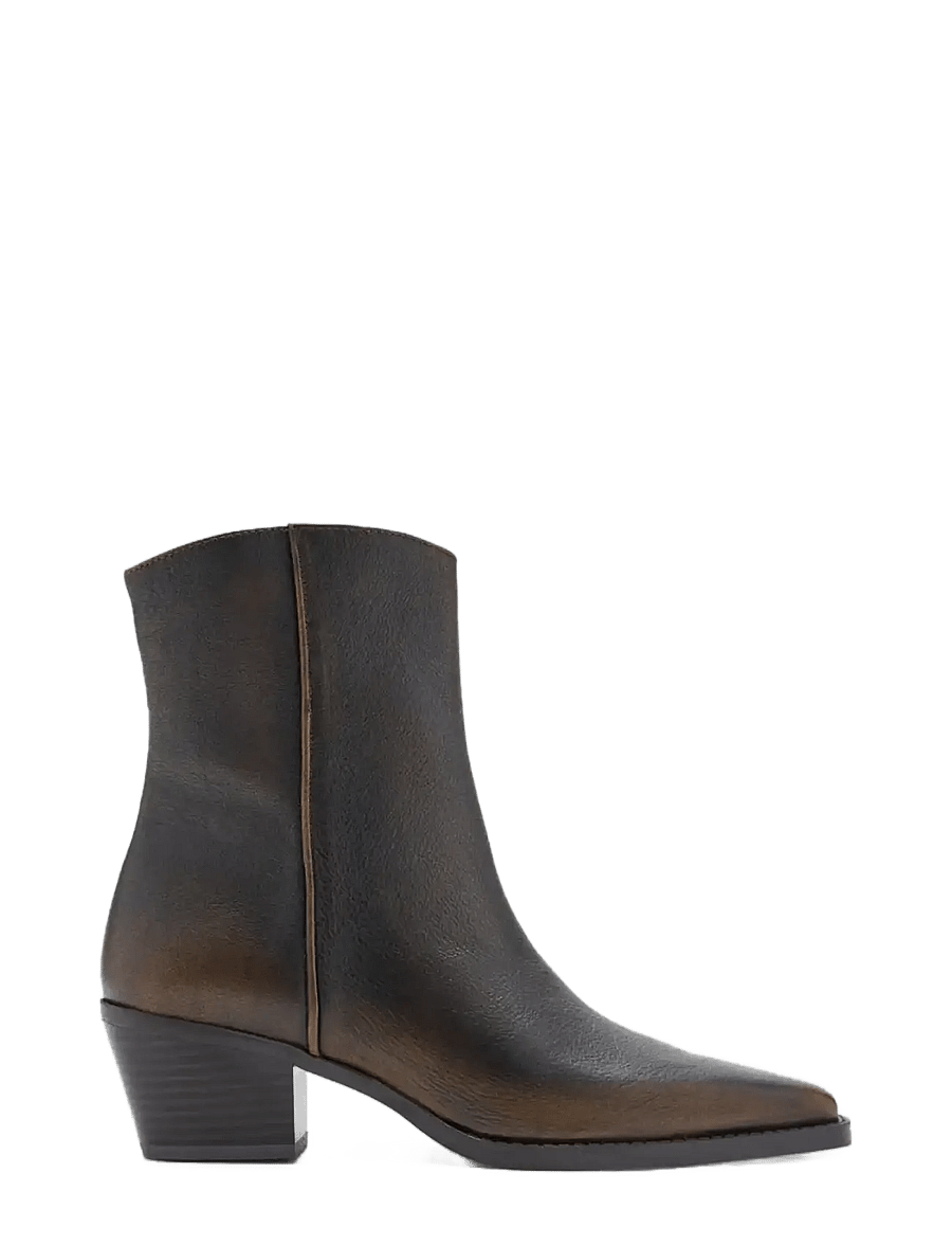 Mango - Distressed leather ankle boot - støvletter - dark brown - 0