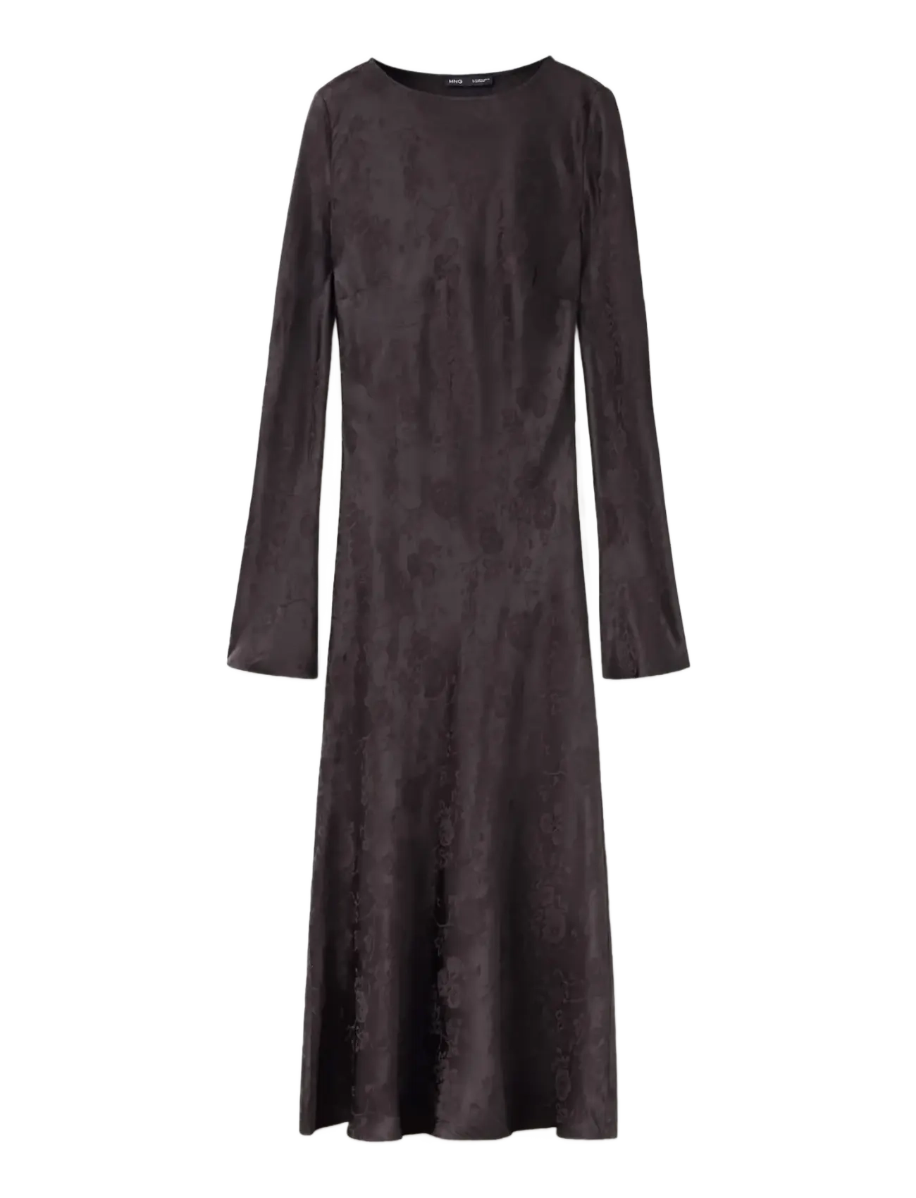 Mango Jacquard dress with flared sleeves - Kläder - BROWN / brown